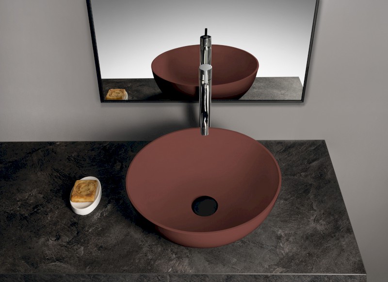 BANERA ROUND umyvadlo na desku, litý mramor, průměr 39cm, hnědá mat 14337.71