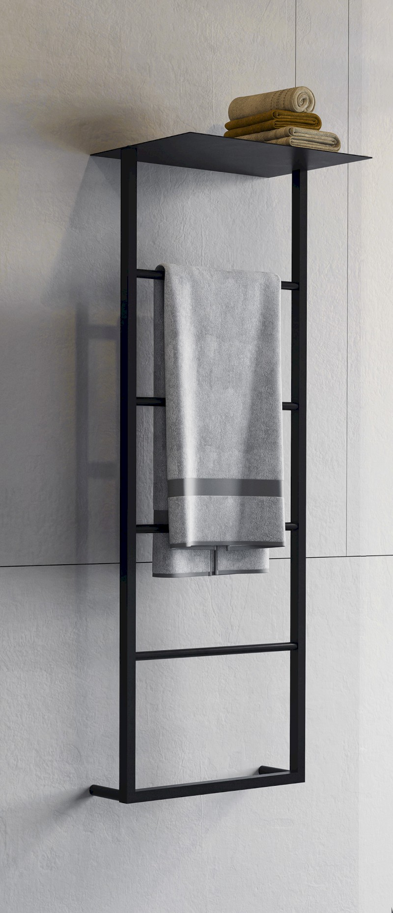 SKA nástěnný sušák ručníků s policí 454x1184x252mm, černá mat SKA701