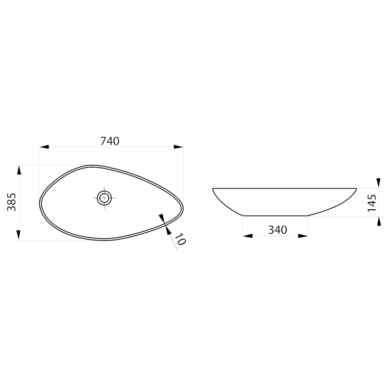 OVALI keramické umyvadlo 74x38,5cm, bílá TU0713