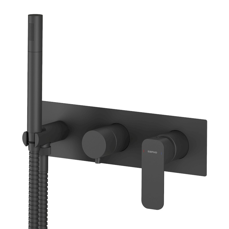 SPY podomítková sprchová/vanová baterie s ruční sprchou, 3 výstupy, černá mat PY53/15