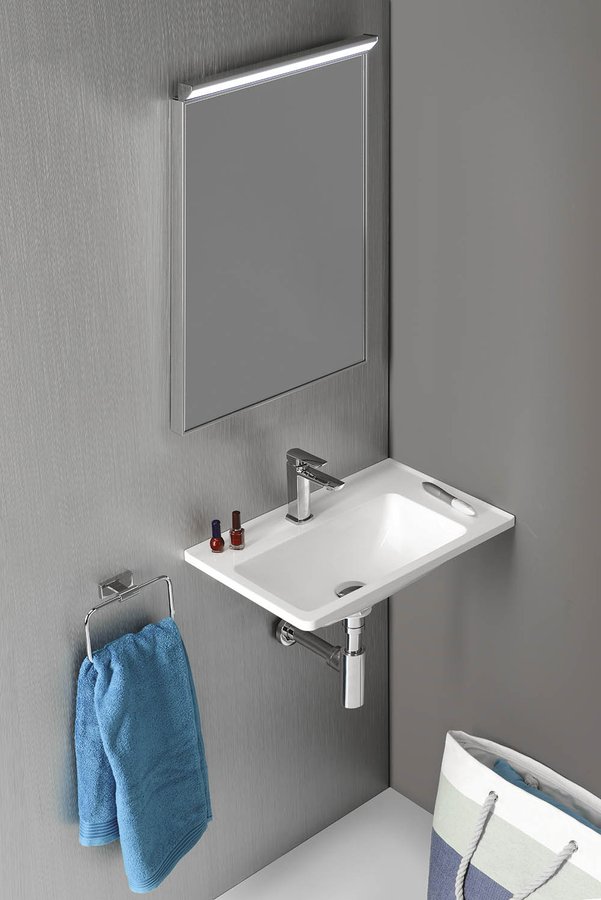 ARANA umyvadlo rohové, litý mramor, 56x35cm, pravé, bílá AN056