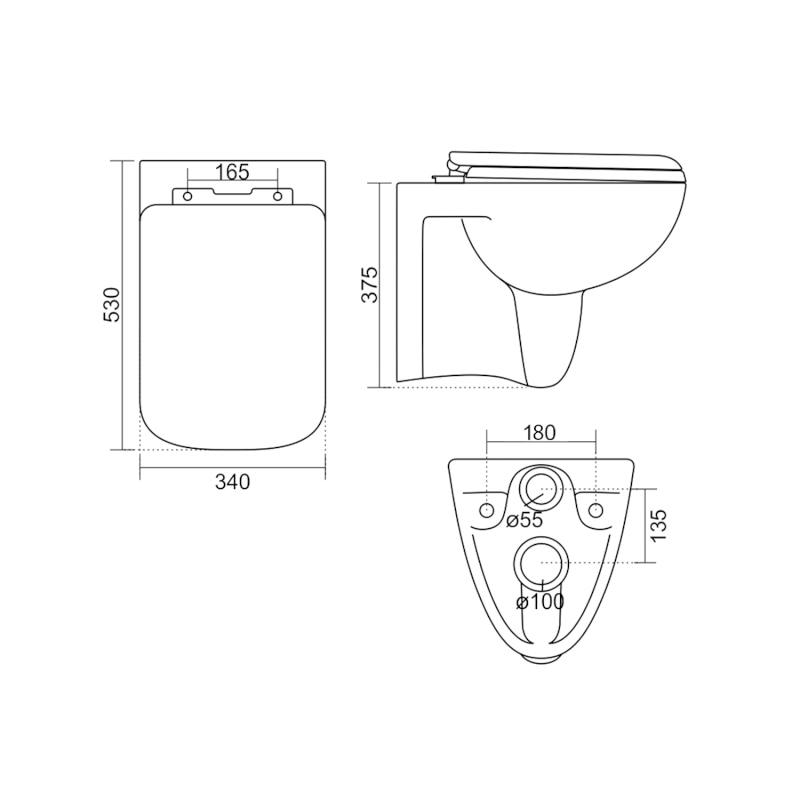SPAZIA závěsná WC mísa 34x53cm, bílá NP505