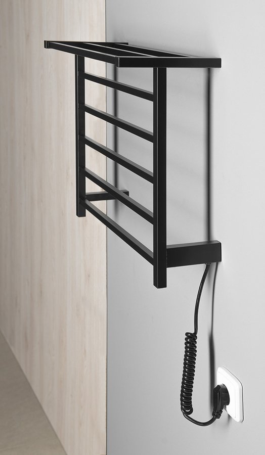 ELZOR elektrický sušák ručníků 500x470 mm, 60 W, černá mat EB510