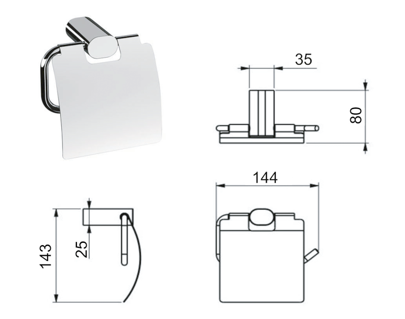 FLORI držák toaletního papíru s krytem, chrom RF007