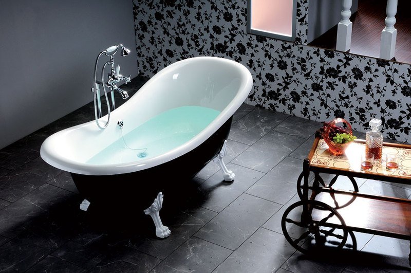 CHARLESTON volně stojící vana 188x83x69cm, nohy bílé, černá/bílá 72959