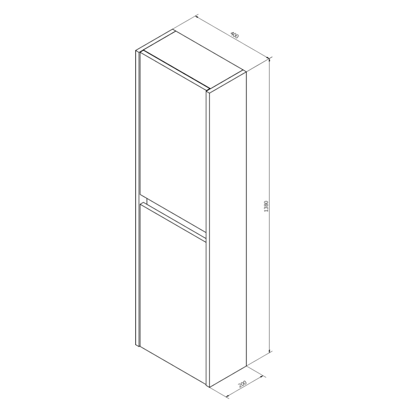 NIRONA skříňka vysoká 40x140x20cm, 2x dvířka, levá/pravá, dub Mocca NR450-1212