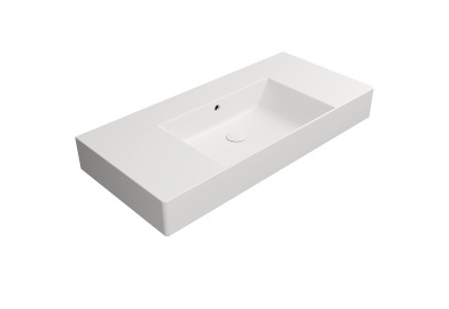 KUBE X keramické umyvadlo 100x47cm, s odkládacími plochami, bez otvoru, bílá mat 9451009