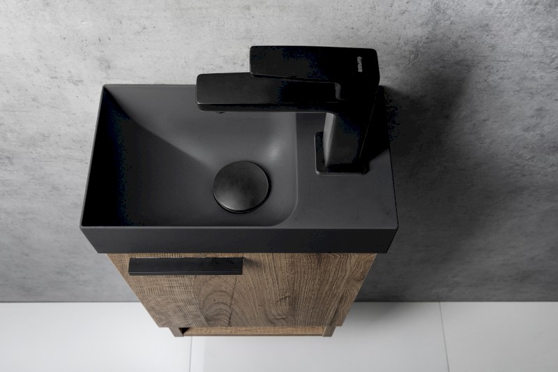 PICCOLINO betonové umývátko 30,8x17cm, baterie vpravo, antracit mat PK30516