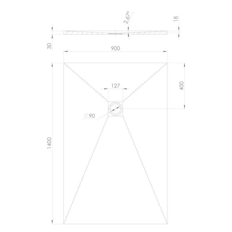 TRENECA vanička z litého mramoru s možností úpravy rozměru, 140x90cm, černá mat 84309.21