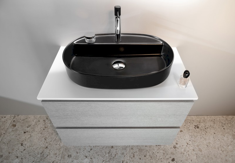 INFINITY OVAL keramické umyvadlo na desku, 60x40cm, černá mat 10NF65060-2N