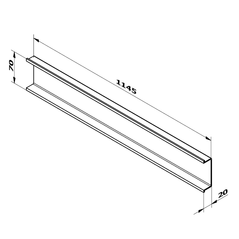 CHANEL dekorační lišta mezi zásuvky 1145x70x20 mm, černá mat DT121