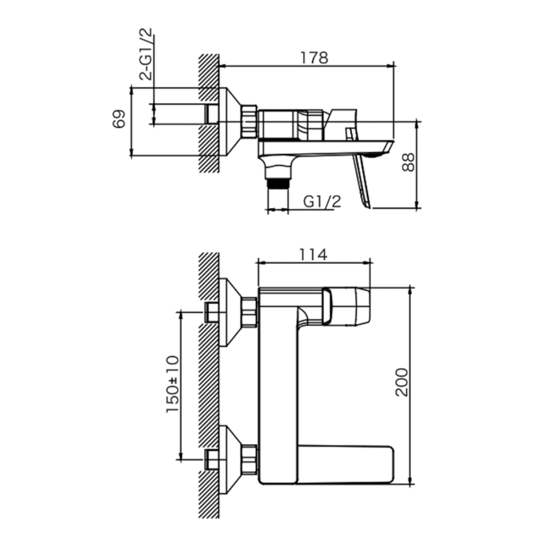 FLERY nástěnná vanová/sprchová baterie, otočné ramínko, chrom FY010