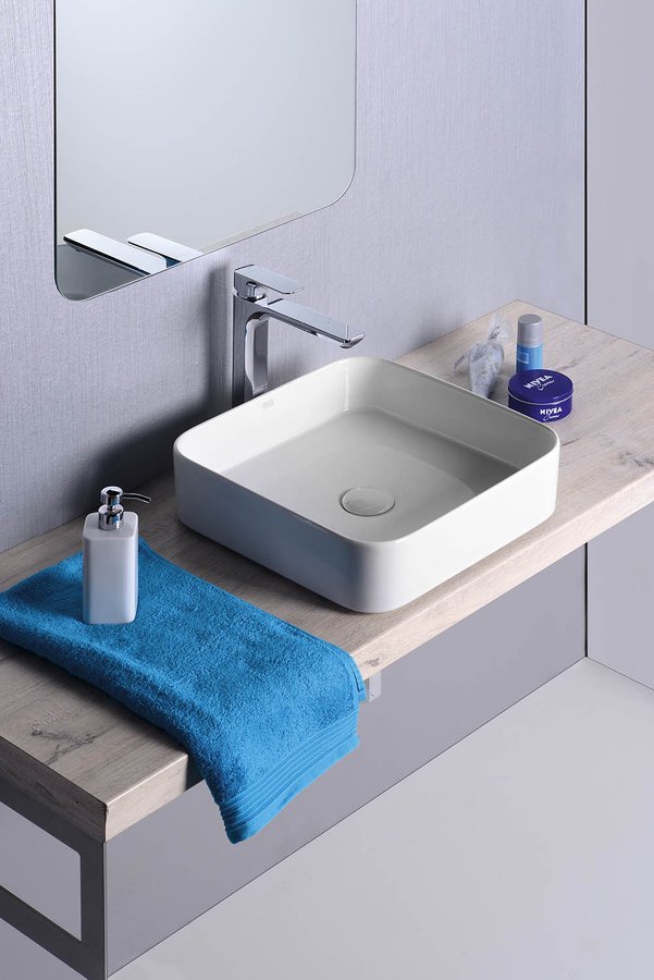 BLADE keramické umyvadlo na desku, 40x40cm, bílá WH050