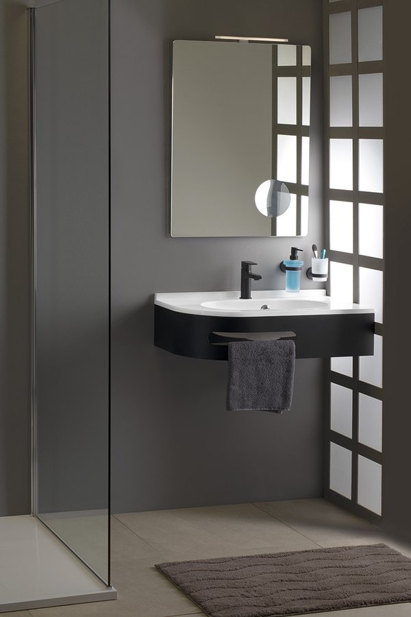 PULSE konzole s držákem ručníků, pravá, černá mat BM658-CP