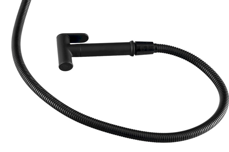 Podomítková bidetová baterie se Stop sprškou, hadice 1,2m, kulatá, černá mat SK302B