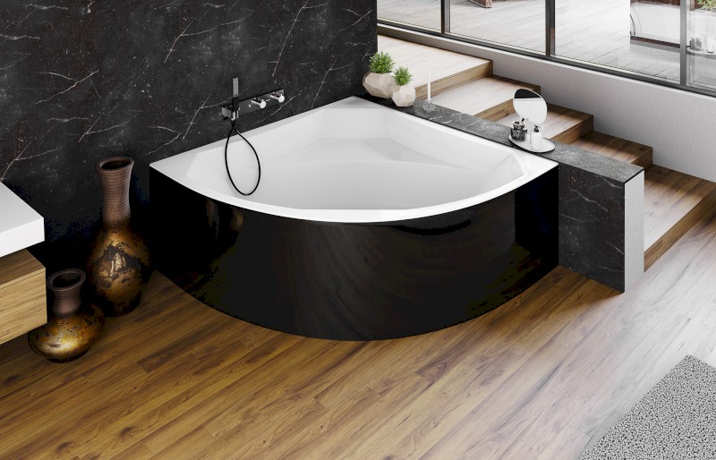 ROSANA MONOLITH rohová vana 146x146x63cm, bílá/černá 63119MB