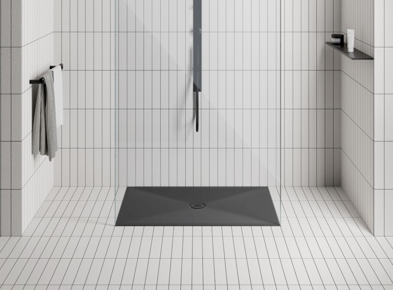 Vaničkový sifon, průměr 90mm, DN40, nízký, krytka černá mat PILDSR226