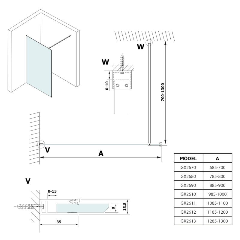 VARIO deska HPL Kara 800x2000mm GX2680