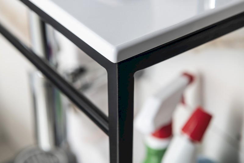 MINOR deska pod umývátko 40x22,5cm, baterie vpravo, litý mramor, bílá MR405