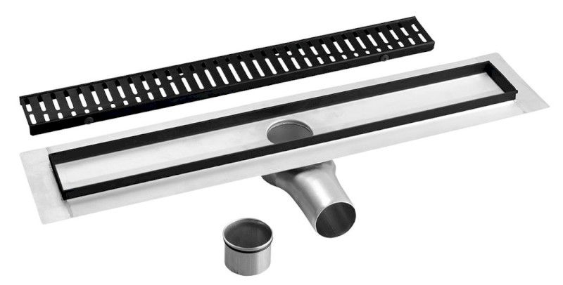 MANUS ONDA nerezový podlahový žlab s roštem, L-750, DN50, černá mat GMO13B