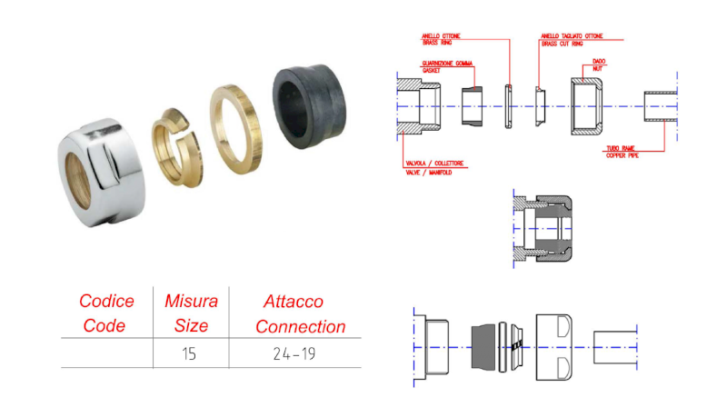 Svěrné šroubení pro Měď 15mm, chrom CP6015