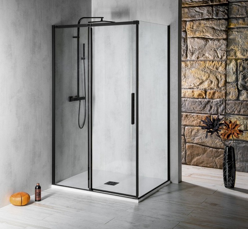 ALTIS BLACK boční stěna 800mm, čiré sklo, výška 2000mm, čiré sklo AL5912B