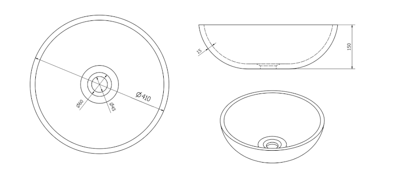 PRIORI keramické umyvadlo na desku, Ø 41 cm, hnědá se vzorem PI010