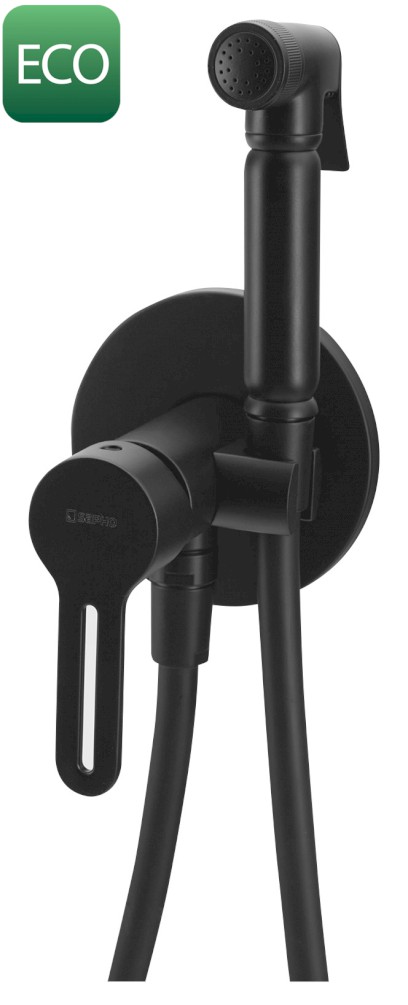 Podomítková bidetová baterie se Stop sprškou, kulatá, černá mat 1103-15