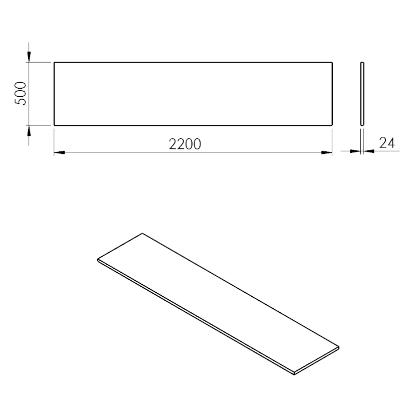 PLATO deska Rockstone 2200x24x500mm, bílá mat PL220-0101