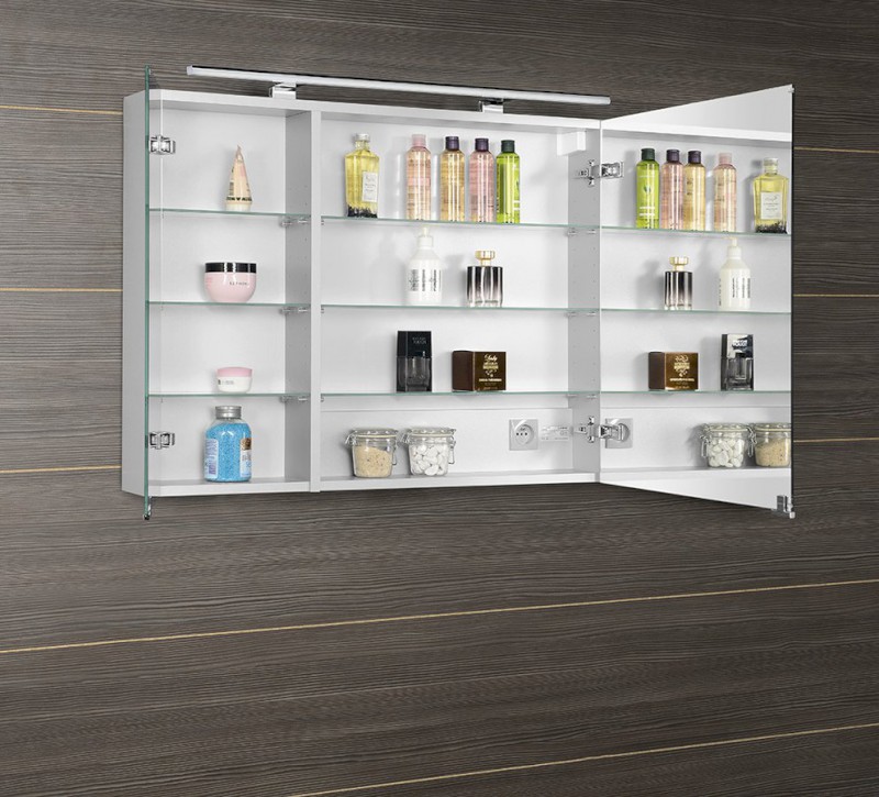 MIRRÓ galerka s LED osvětlením, 90x70x16cm, bílá MC090-0030