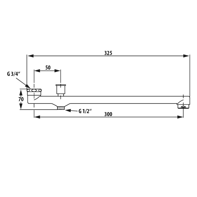 Výtokové ramínko s přepínačem, 300 mm, ploché, chrom 43997