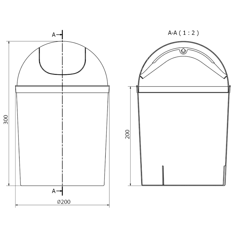 Odpadkový koš výklopný, 5l, plast, bílá 20309