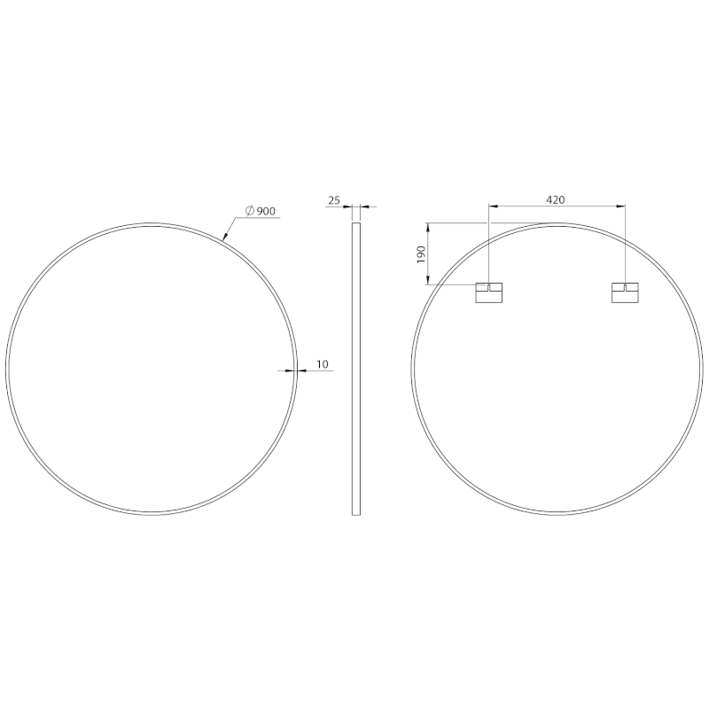 AROWANA kulaté zrcadlo v rámu ø 90cm, černá mat AWB090