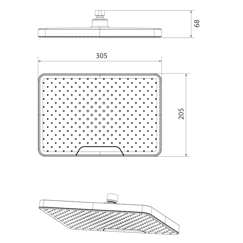 Hlavová sprcha, 205x305mm, silikon trysky, ABS/chrom/bílá SK152