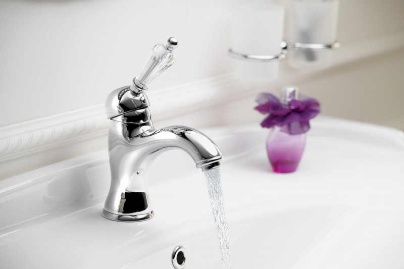 KIRKÉ CRYSTAL stojánková umyvadlová baterie s výpustí, páčka krystal, chrom KI02KC