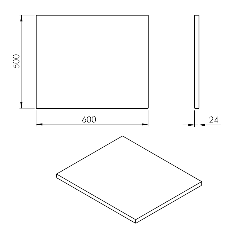 PLATO deska Rockstone 600x24x500mm, bílá mat PL060-0101