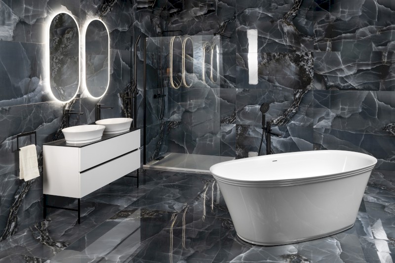 FLORINA volně stojící vana litý mramor, 170x80x61cm, bílá 93858