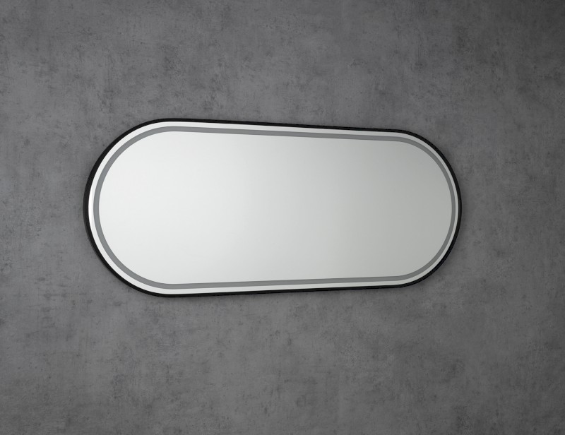 KAIRA oválné zrcadlo s LED osvětlením 120x50cm, černá mat KA500